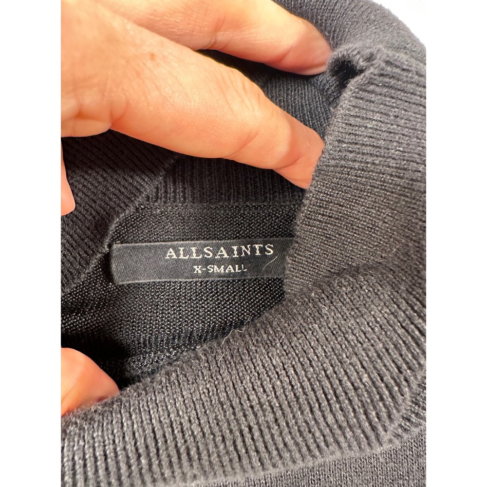 AllSaints Cecily Jumper Black Cold Shoulder Turtleneck Knit Sweater XS - Picture 4 of 9